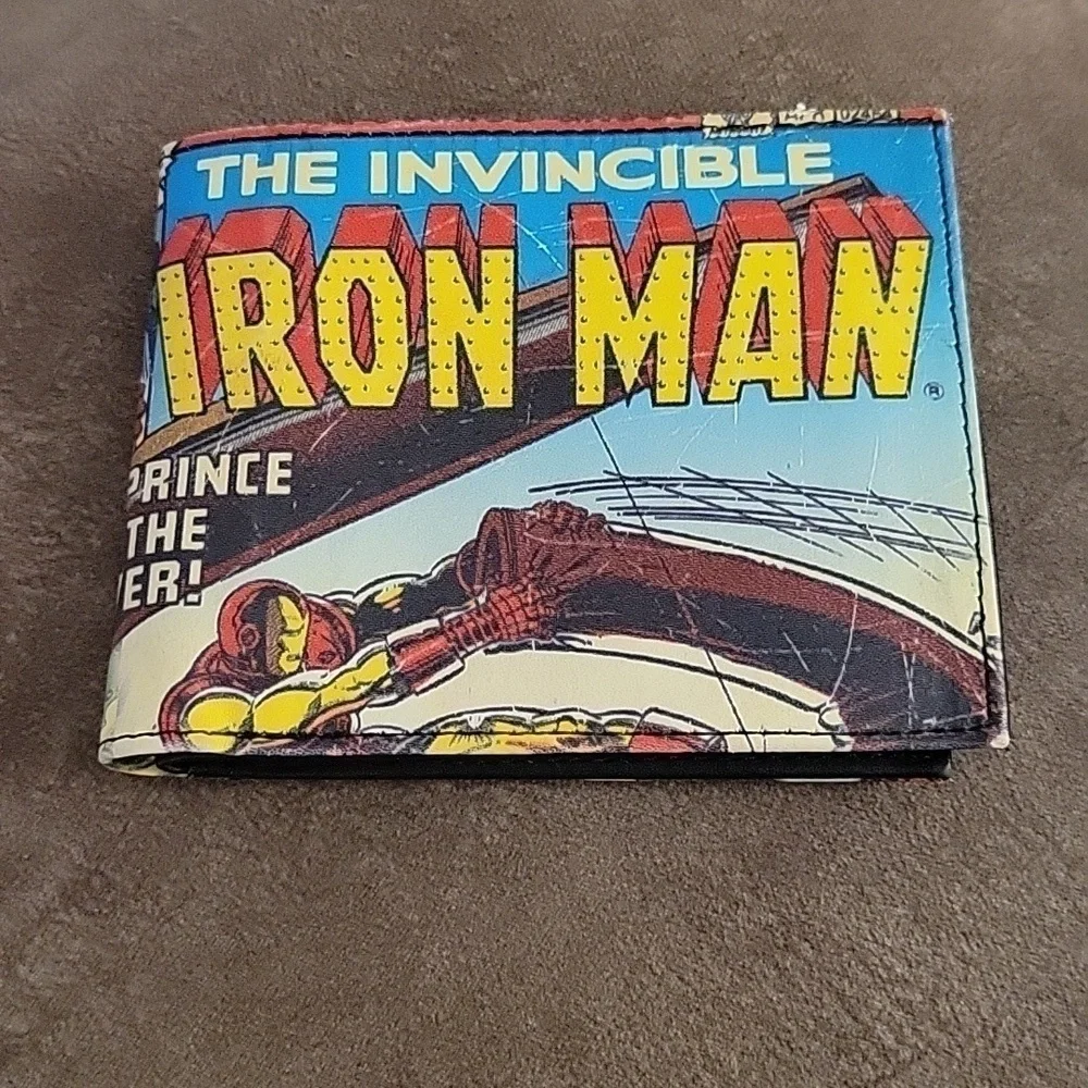 3/$30 RGA LEATHER WORKS Old School Iron Man Faux Leather Bi-Fold Pocket Wallet